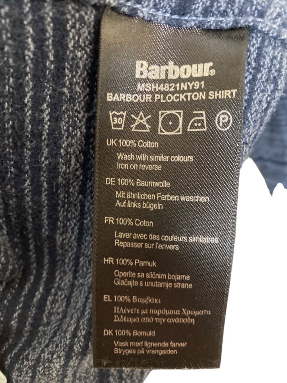 Barbour Plockton Tailored Fit Shirt Mens XL Blue Striped Cotton Button Down - Picture 6 of 13